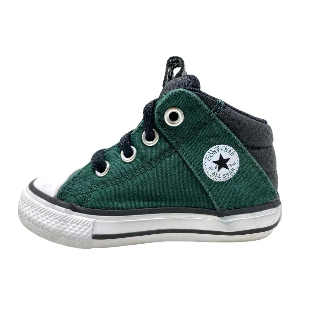 Converse All Star Baby Shoes Forest Green Canvas Mid Top Lace Up Sneakers Size 5